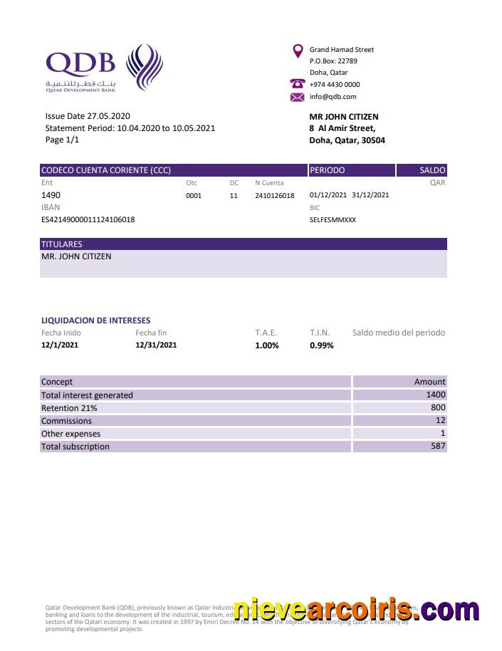 Qatar Development Bank excel pdf